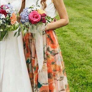 Chicwish Orange Blossom Watercolor Maxi Skirt